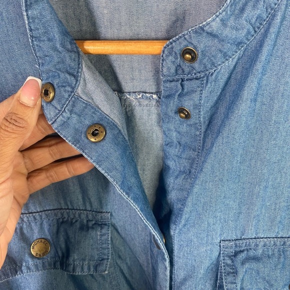 Michael Kors Chambray Denim Shirt Dress Maxi Button Front Large Long Sleeve - Picture 9 of 9